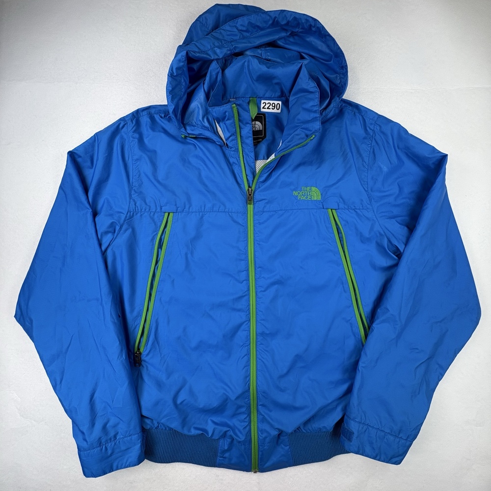 The North Face Jacket Mens XL Blue Green Hooded Ripstop Windbreaker Lightweight
